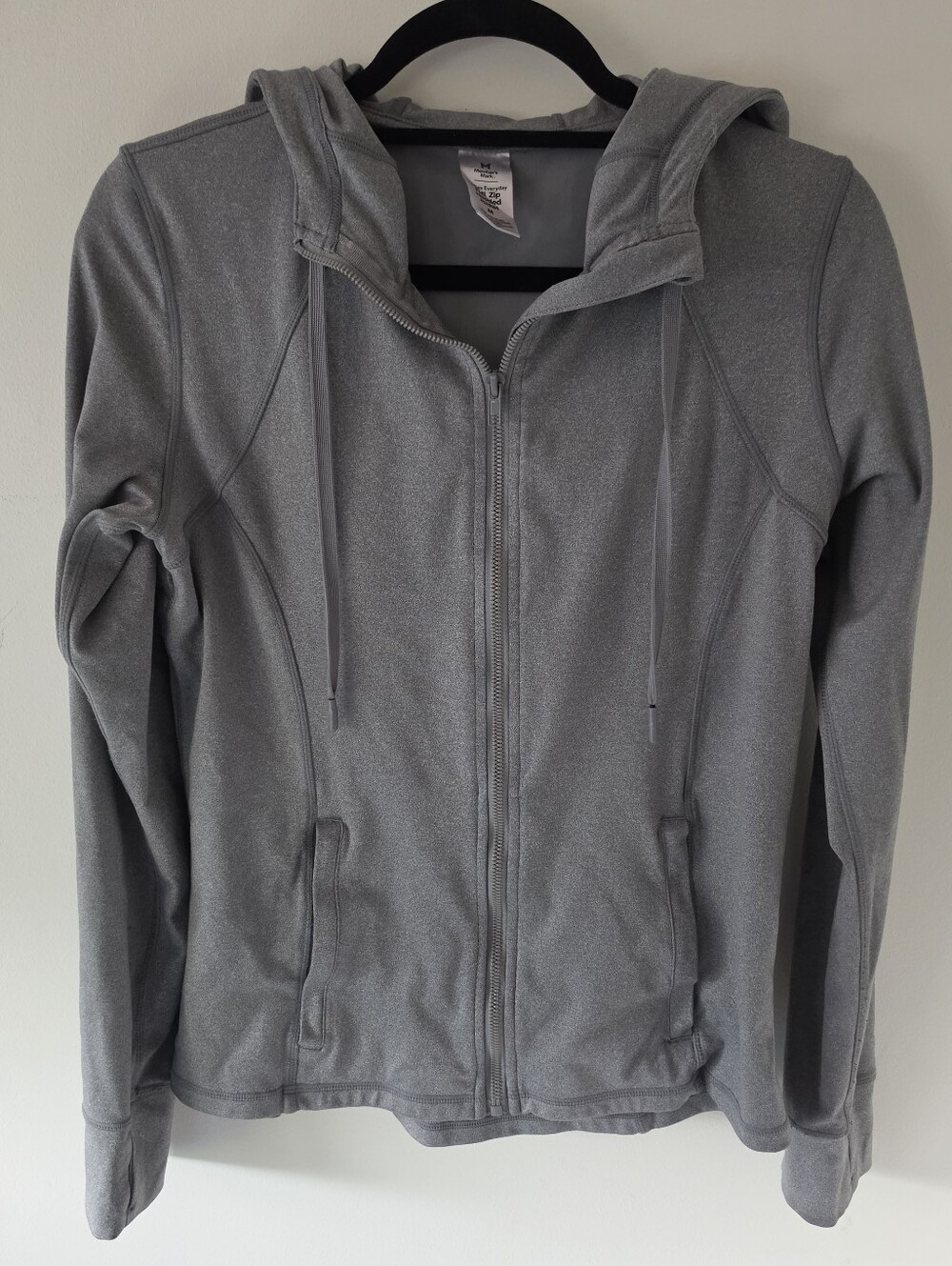 Member’s Mark Women’s M Gray Full Zip Hooded Athletic Jacket Stretch